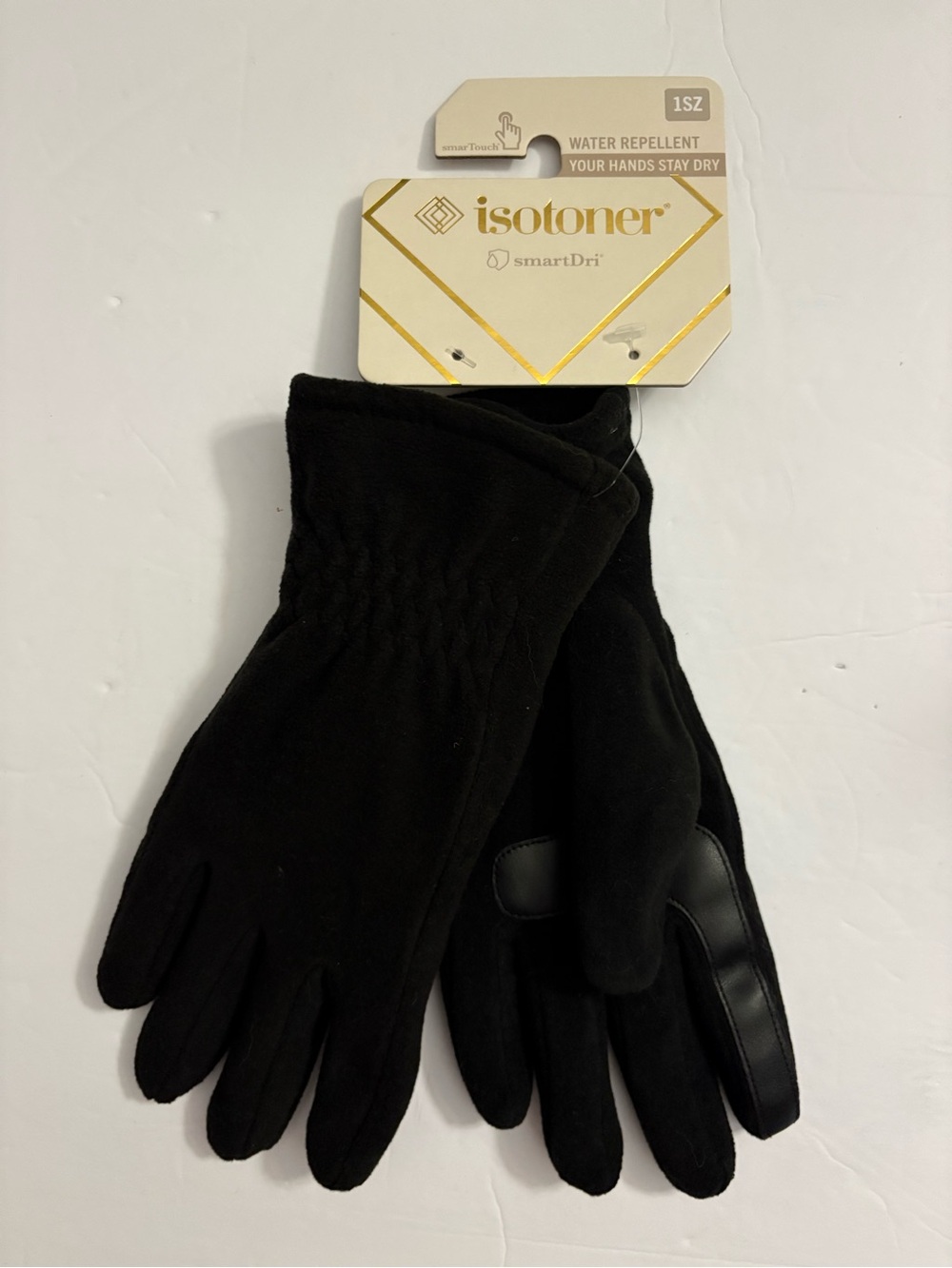 Isotoner Women’s Black Gloves Water Repellent Smart Touch One Size New